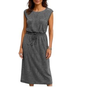 Maurices 24/7 Midi Dress Black White Stripe NEW Size Small Casual 124246 NWT